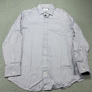 Charles Tyrwhitt Dress Shirt Mens 16/34 Purple Geometric Slim Fit Long Sleeve